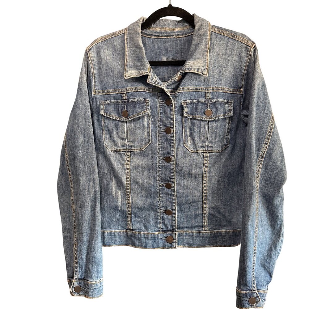 Kut From The Kloth Denim Jacket Womens XL Button Front Classic Blue Jean Jacket